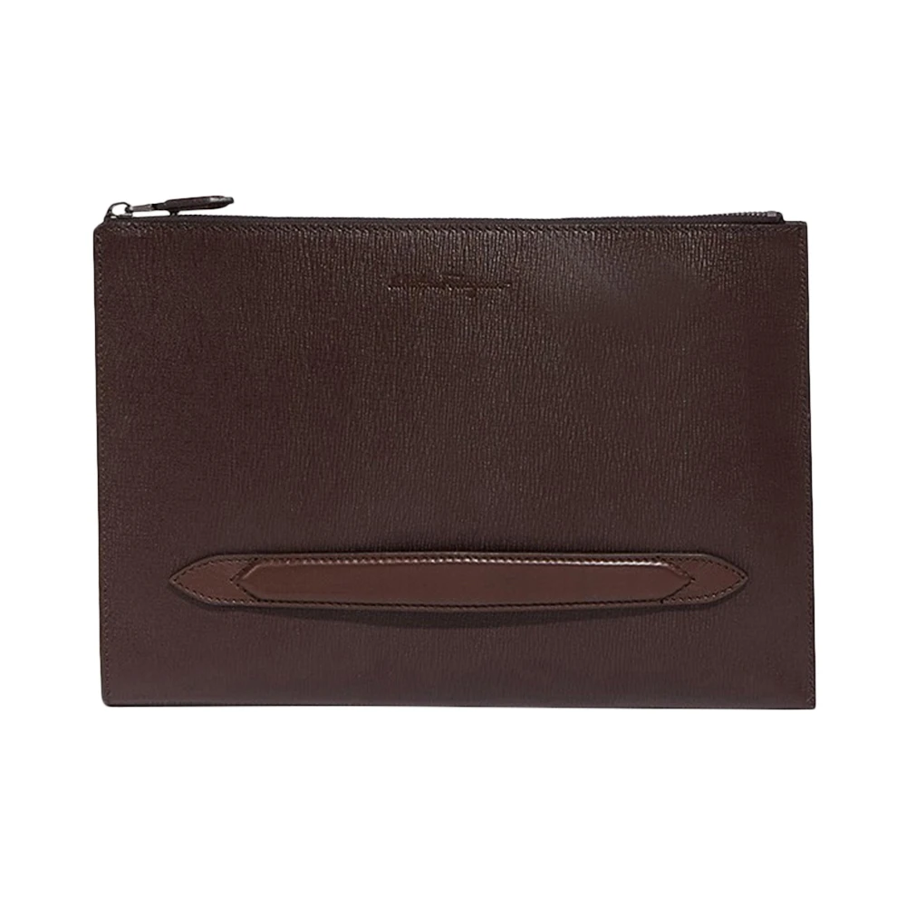商品Salvatore Ferragamo|SALVATORE FERRAGAMO 男士棕色牛皮手拿包文件包 24-0480-703827,价格¥2554,第1张图片
