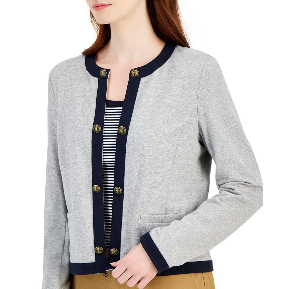 商品Tommy Hilfiger|Women's Contrast-Trim Open-Front Jacket,价格¥492,第2张图片详细描述