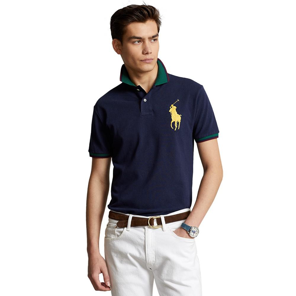 Men's Custom Slim Fit Big Pony Mesh Polo Shirt商品第1张图片规格展示