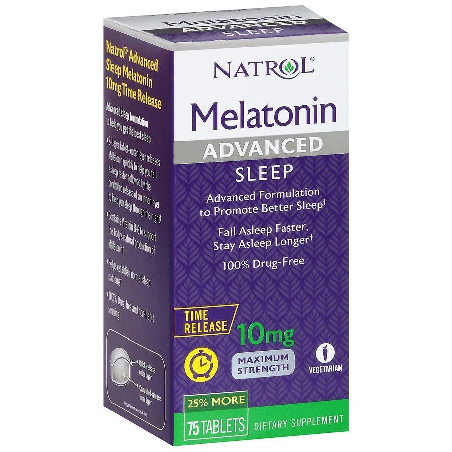 商品Natrol|Melatonin Advanced Sleep 10 mg Maximum Strength Time Release Tablets,价格¥126,第2张图片详细描述