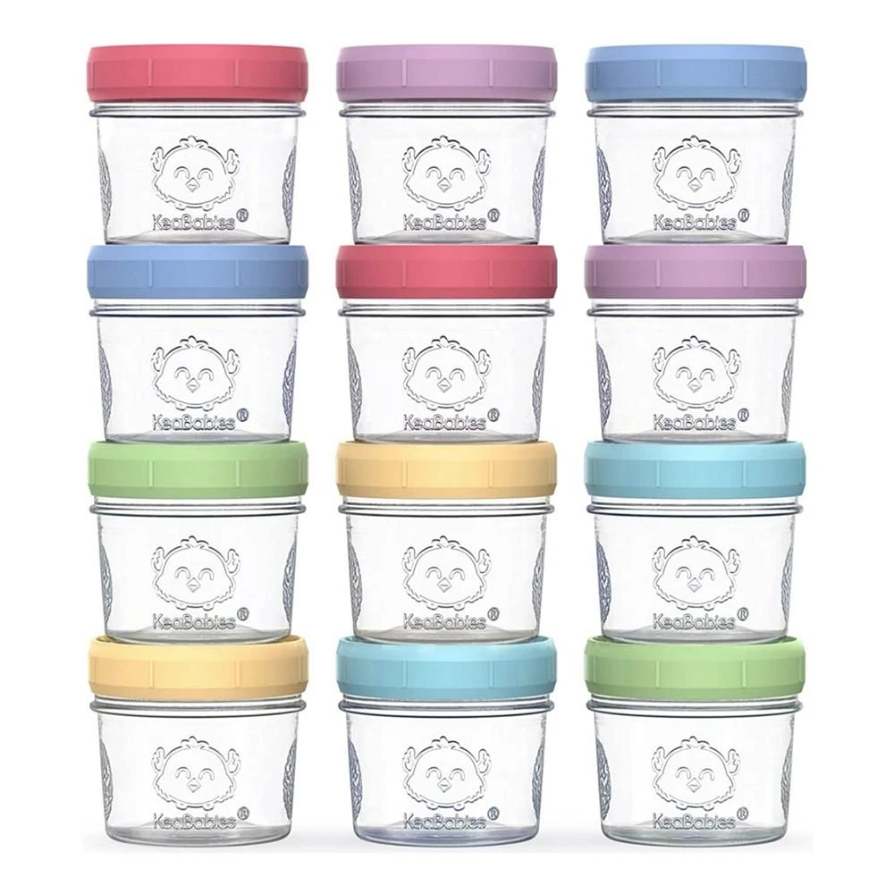 商品KeaBabies|Boys and Girls Prep Jars Baby Food Storage Glass Container, Pack of 12,价格¥246,第1张图片
