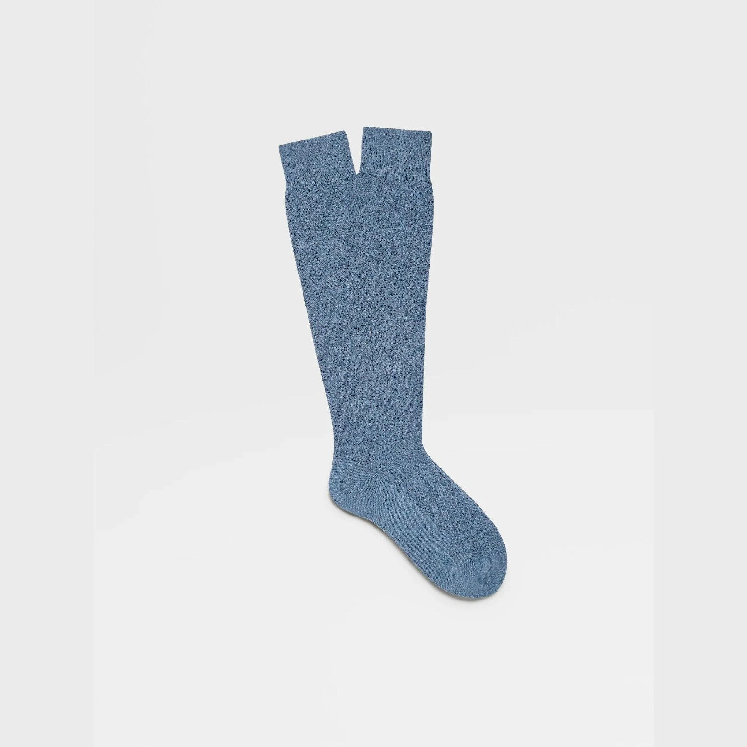 商品Zegna|包邮包税【预售7天发货】 ZEGNA杰尼亚 23秋冬 男士 袜子 HYDRA BLUE CHEVRON MID CALF SOCKS N5V40-536-433,价格¥557,第1张图片