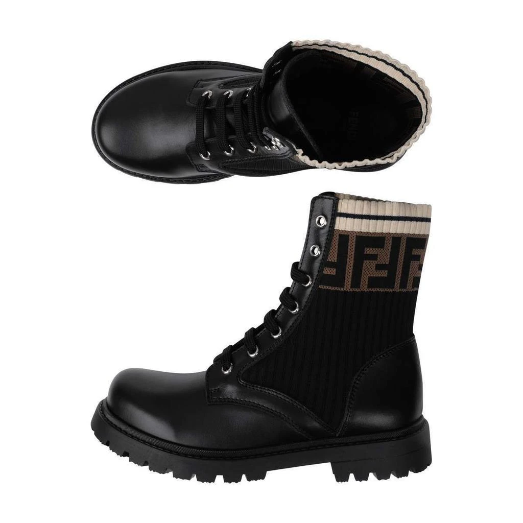 商品Fendi|Kids Leather FF Logo Biker Boots in Black,价格¥3950-¥5363,第5张图片详细描述