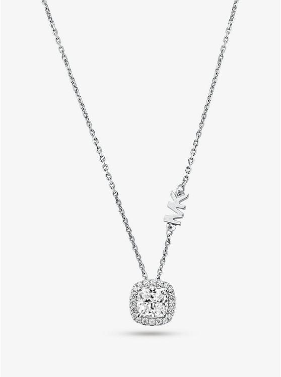 Sterling Silver Pavé Halo Necklace商品第1张图片规格展示