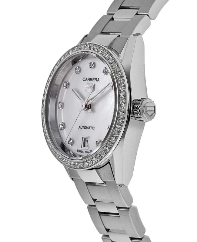 商品TAG Heuer|Tag Heuer Carrera Automatic Mother of Pearl Diamond Bezel Steel Women's Watch WBN2414.BA0621,价格¥36979,第3张图片详细描述