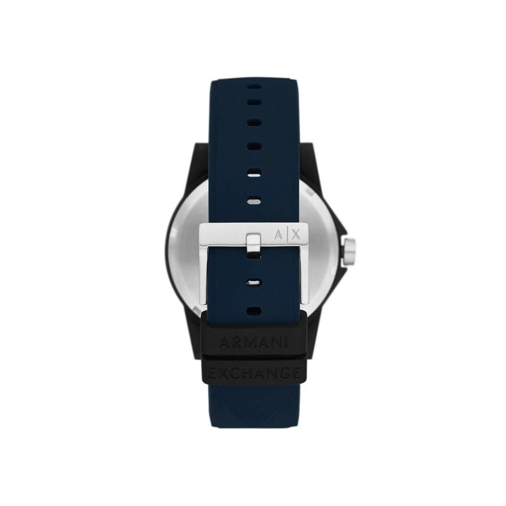 商品Armani Exchange|Men's Three Hand in Black Case with Navy Silicone Strap Watch, 44mm,价格¥561,第3张图片详细描述