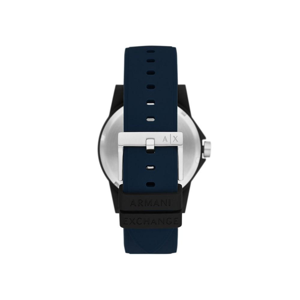 商品Armani Exchange|Men's Three Hand in Black Case with Navy Silicone Strap Watch, 44mm,价格¥700,第5张图片详细描述