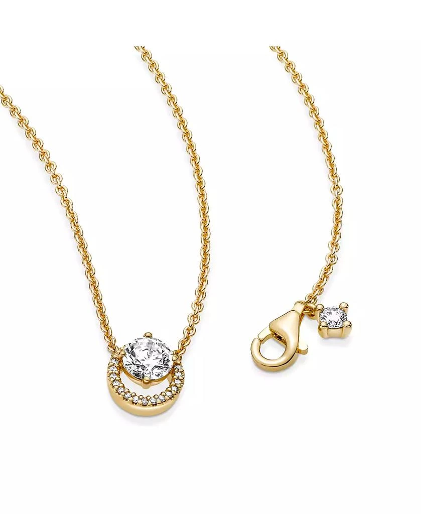 商品PANDORA|Timeless 14K Gold-Plated Sparkling Round Cubic Zirconia Halo Pendant Collier Necklace,价格¥1661,第4张图片详细描述