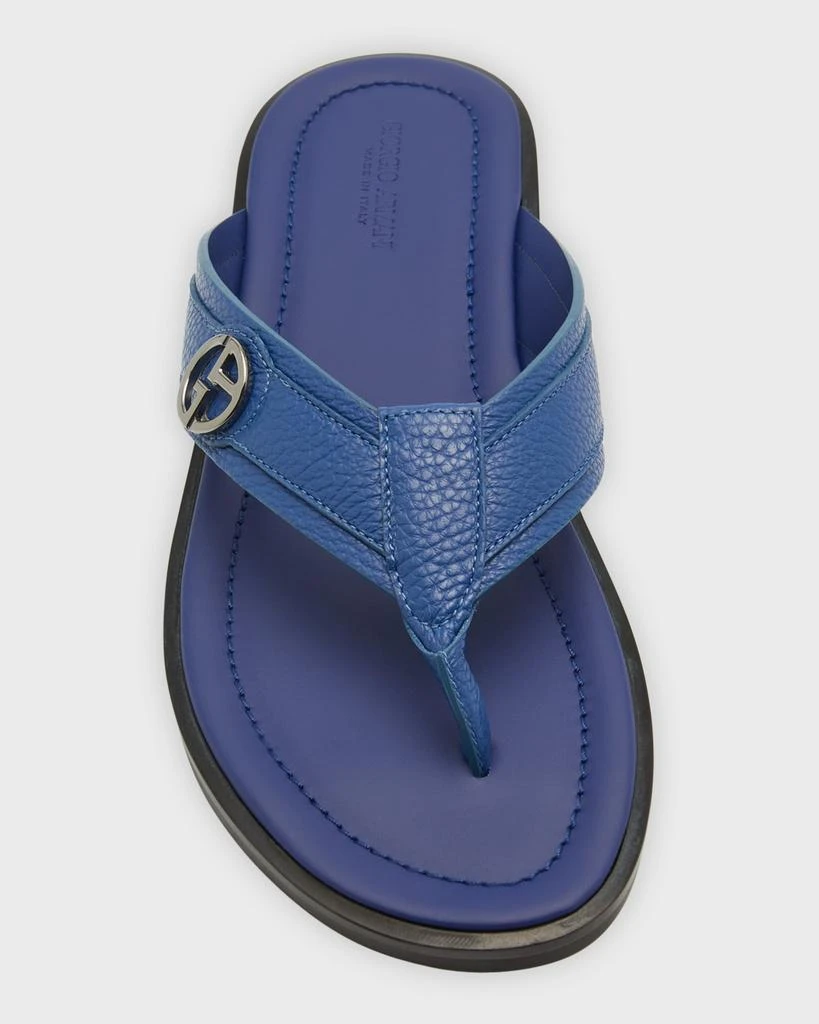 商品Giorgio Armani|Men's GA-Logo Leather Flip Flops,价格¥4544,第4张图片详细描述