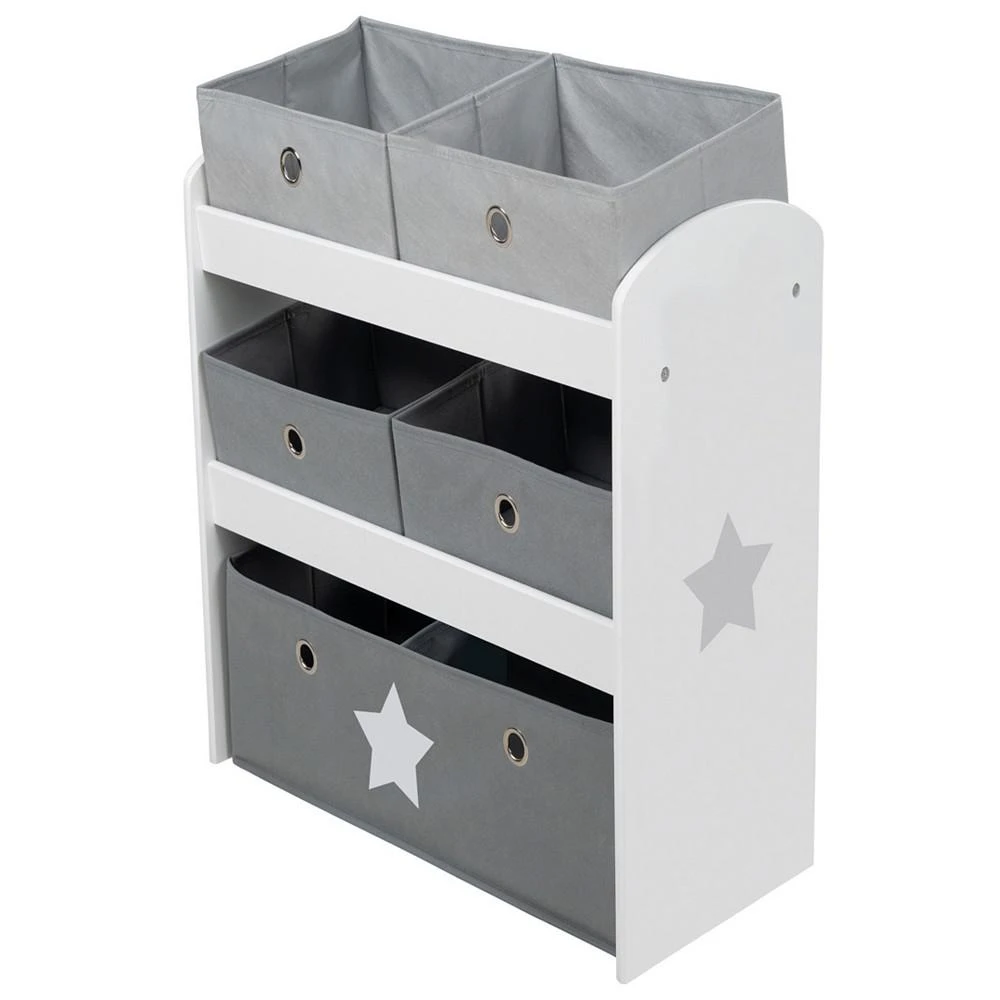 商品Roba-Kids|Play Shelf Stars Children's Multi Bin Toy Organizer Shelf Storage Cabinet with Fabric Boxes Set, 6 Piece,价格¥596,第2张图片详细描述