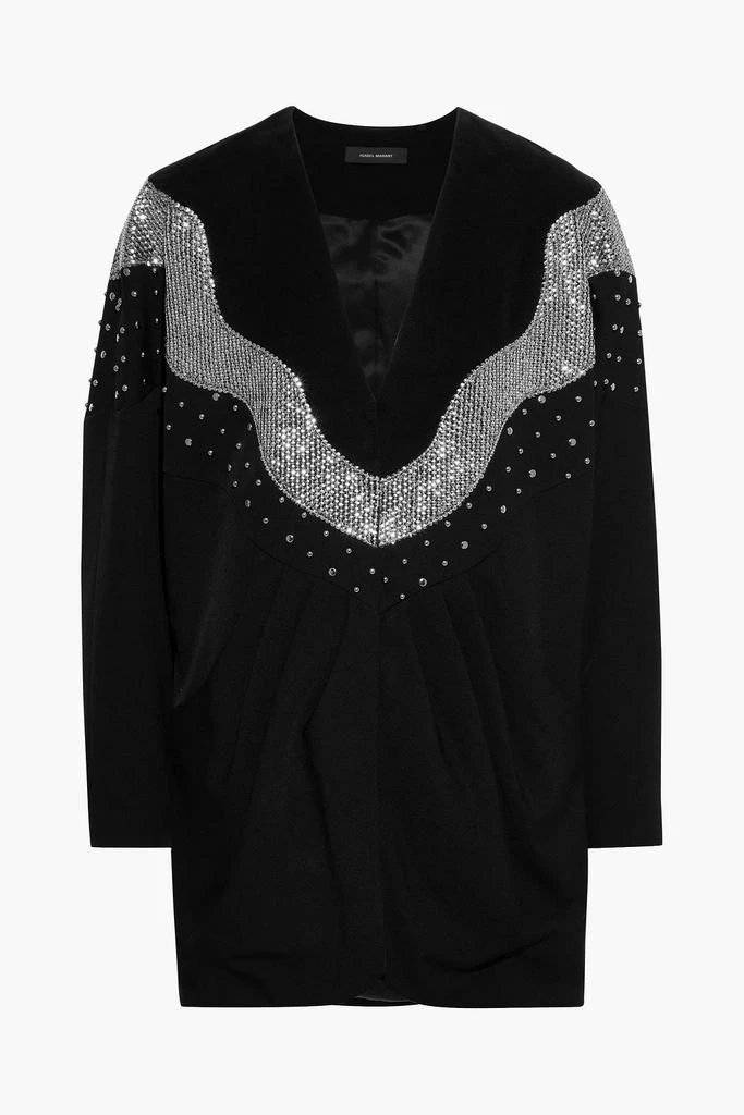 商品Isabel Marant|Victoria embellished cotton-moleskin and wool-twill mini dress,价格¥3716,第3张图片详细描述