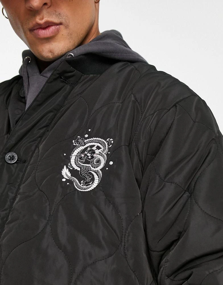 商品Rip N Dip|RIPNDIP mystic nerm quilted bomber jacket in black with sleeve and back print,价格¥478,第3张图片详细描述