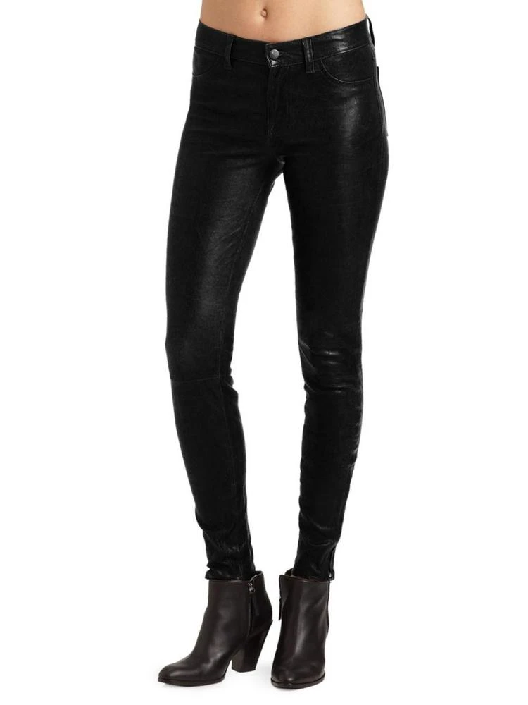 商品J Brand|Mid-Rise Leather Skinny Jeans,价格¥7406,第1张图片