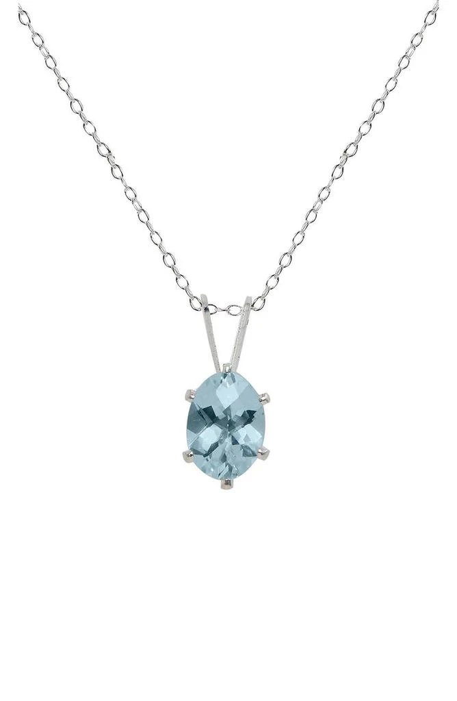 商品Savvy Cie Jewels|Sterling Silver Oval Aquamarine Pendant Necklace,价格¥229,第1张图片