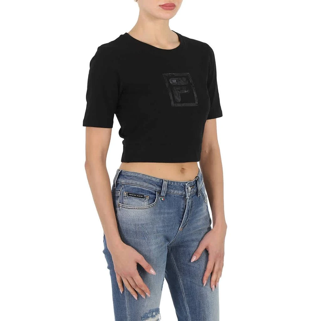 商品Fila|Ladies Pegeen Cropped Cotton Jersey T-shirt In Black,价格¥142,第1张图片