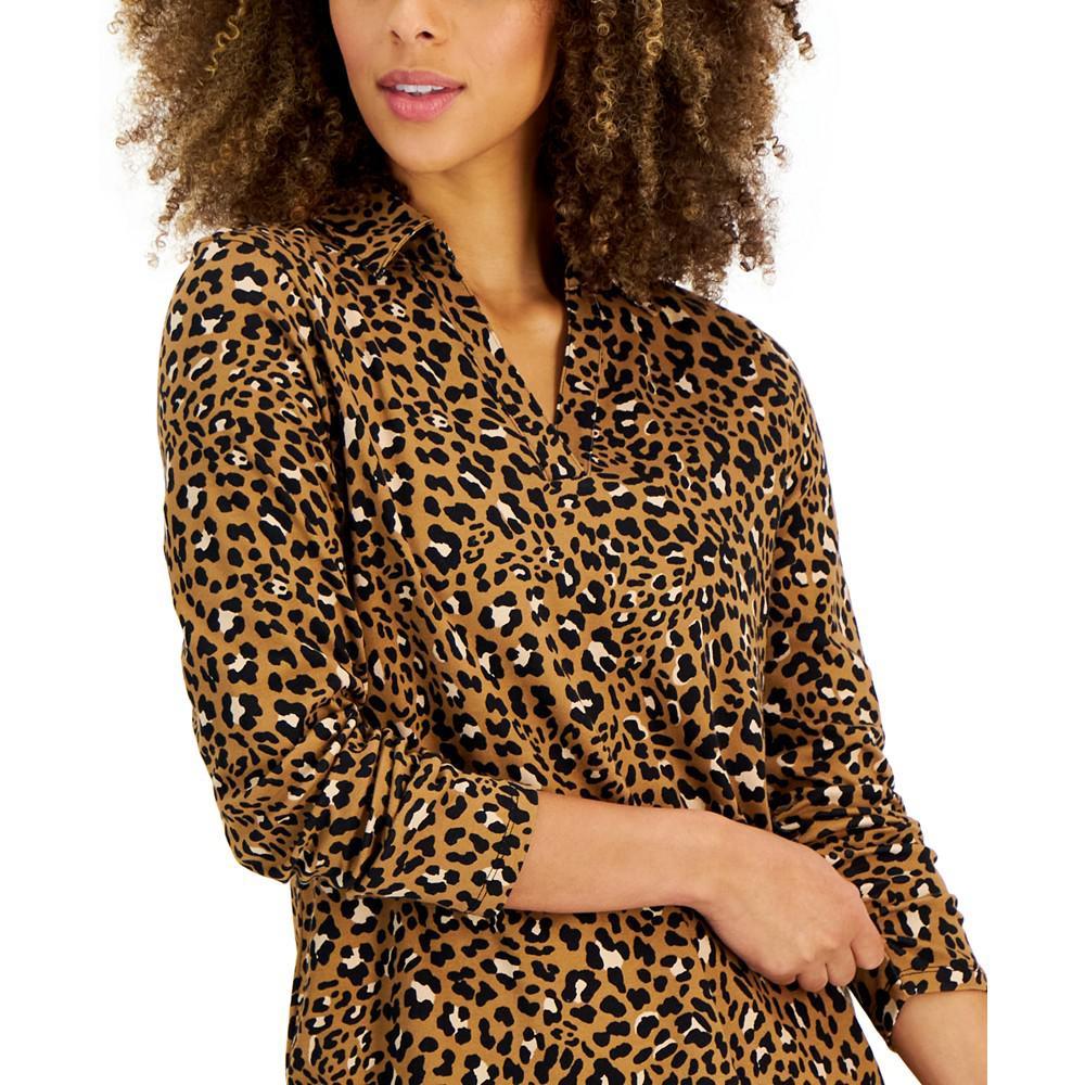 商品Charter Club|Women's Long Sleeve Feline Spots Print Top, Created for Macy's,价格¥186,第5张图片详细描述