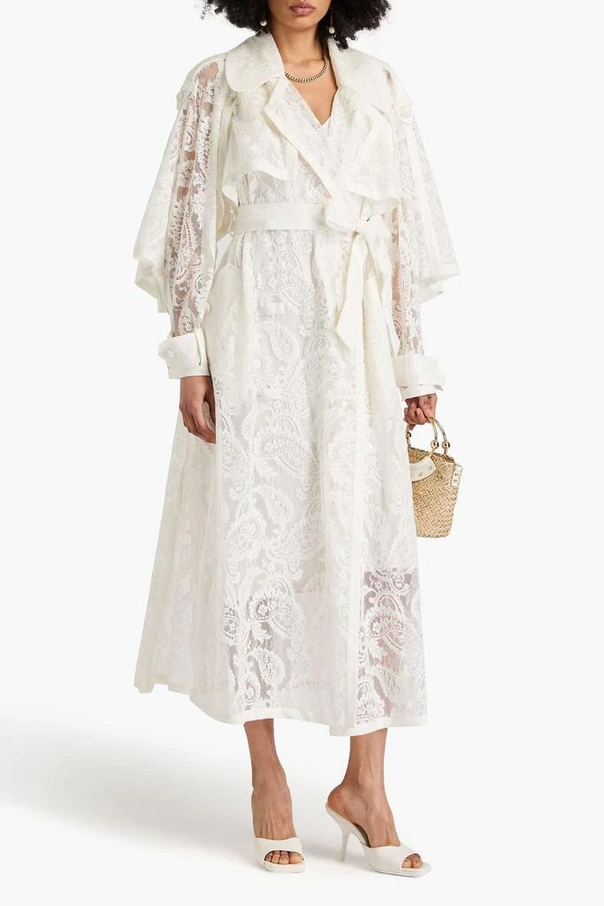 商品Zimmermann|Double-breasted cotton-blend corded lace trench coat,价格¥4152,第2张图片详细描述