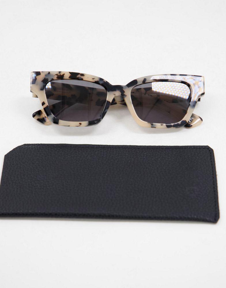 ASOS DESIGN acetate frame cat eye sunglasses in milky tort商品第3张图片规格展示