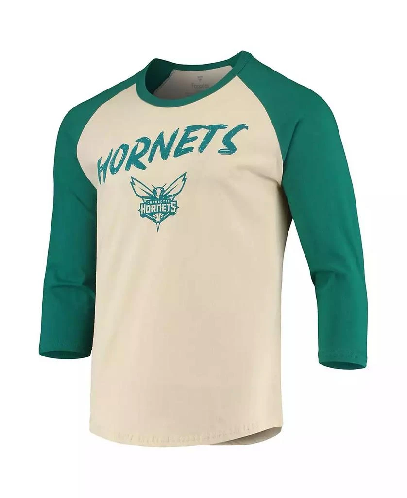 商品Fanatics|Men's LaMelo Ball Cream Charlotte Hornets NBA 3/4 Sleeve Raglan T-shirt,价格¥371,第2张图片详细描述