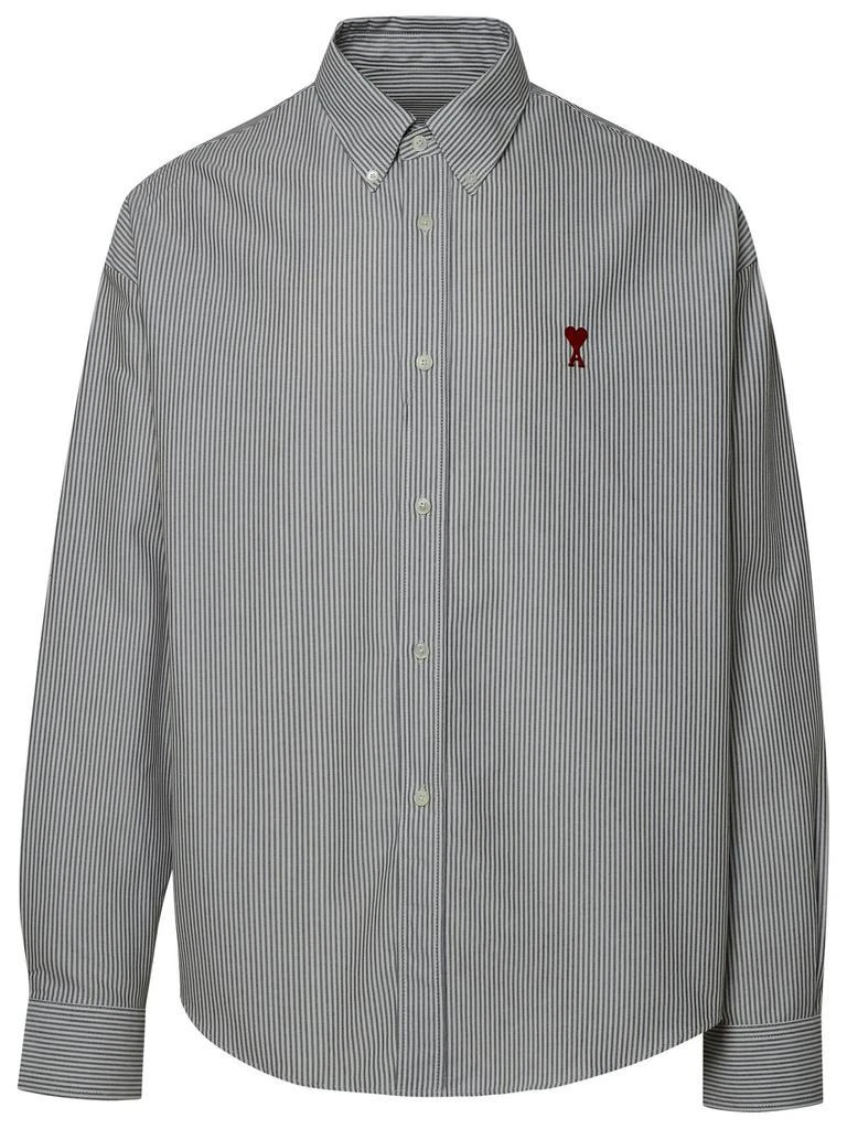 商品AMI|AMI Paris Logo Embroidered Stripe Detailed Shirt,价格¥1737,第1张图片