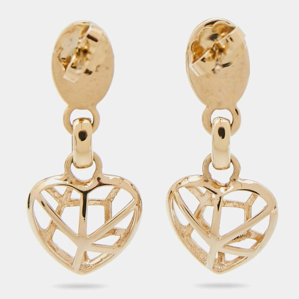 商品[二手商品] Dior|Dior Heart Gold Tone Metal Drop Earrings,价格¥1060,第3张图片详细描述