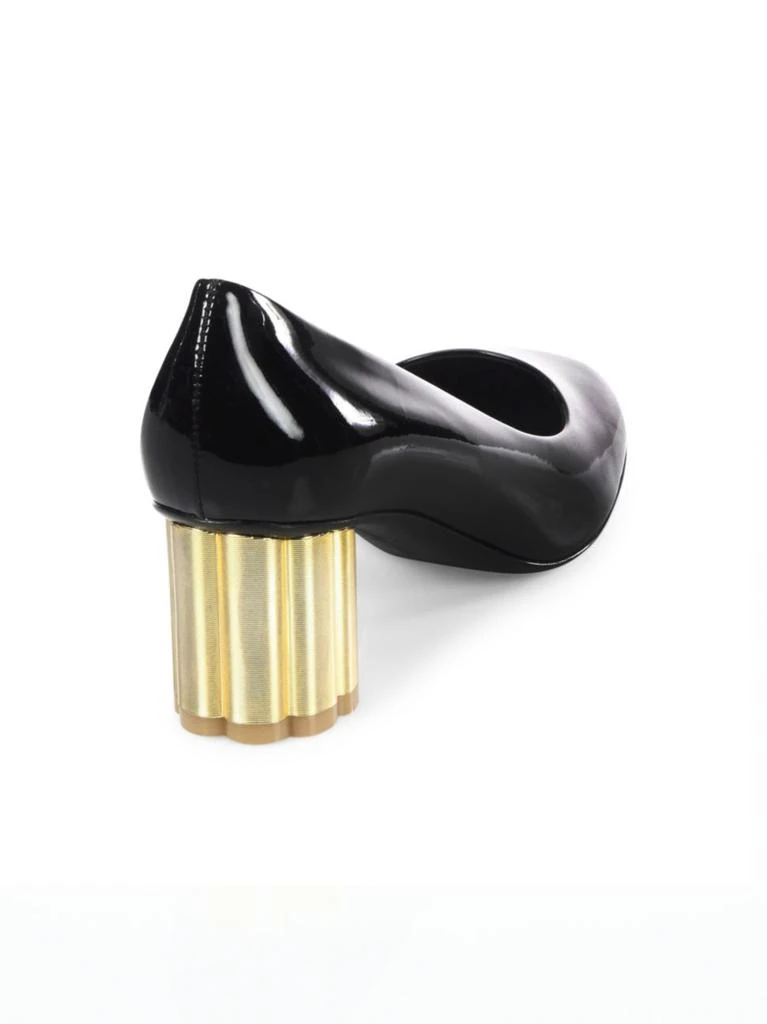 商品Salvatore Ferragamo|Lucca Patent Leather Flower Heel Pumps,价格¥2676,第3张图片详细描述