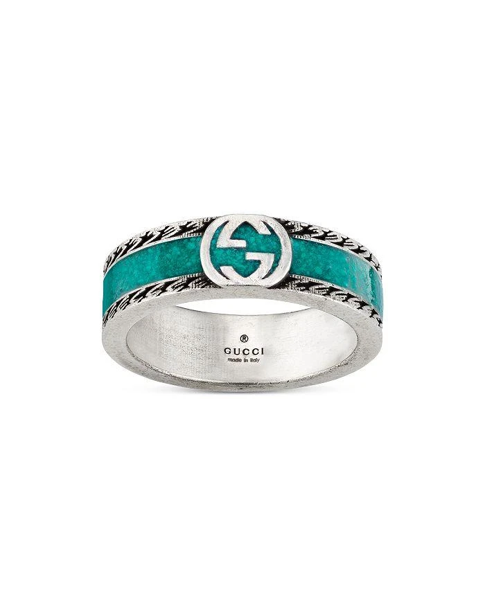 商品Gucci|Sterling Silver & Enamel Interlocking G Ring,价格¥3477,第1张图片详细描述