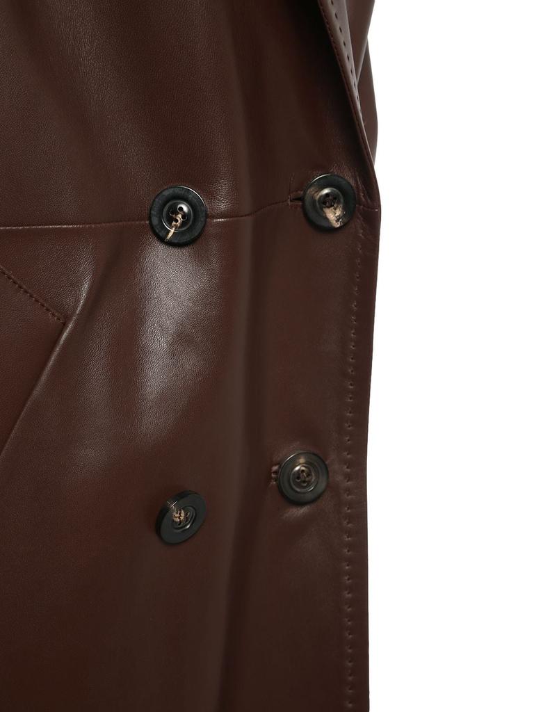 Ussuri Double Breasted Leather Long Coat商品第4张图片规格展示