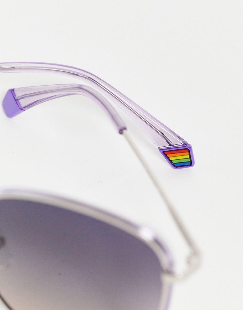 Polaroid round sunglasses in lilac商品第4张图片规格展示