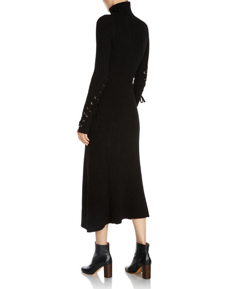 商品Maje|Rafaela Ribbed Knit Lace-Up Sleeve Midi Dress ,价格¥2110,第2张图片详细描述