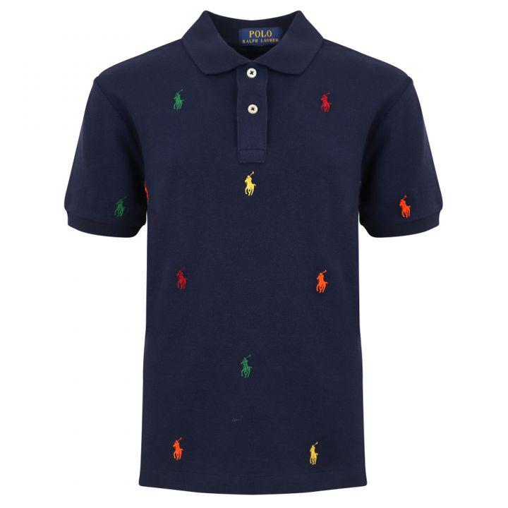 Navy Repeat Pony Logo Polo Shirt商品第1张图片规格展示