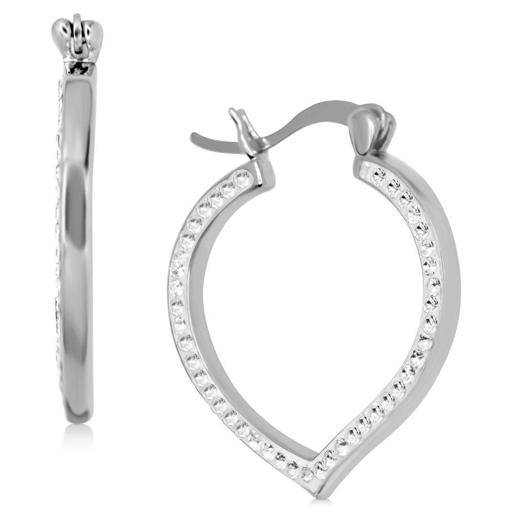 Crystal Teardrop Hoop Earrings in Silver-Plate商品第1张图片规格展示
