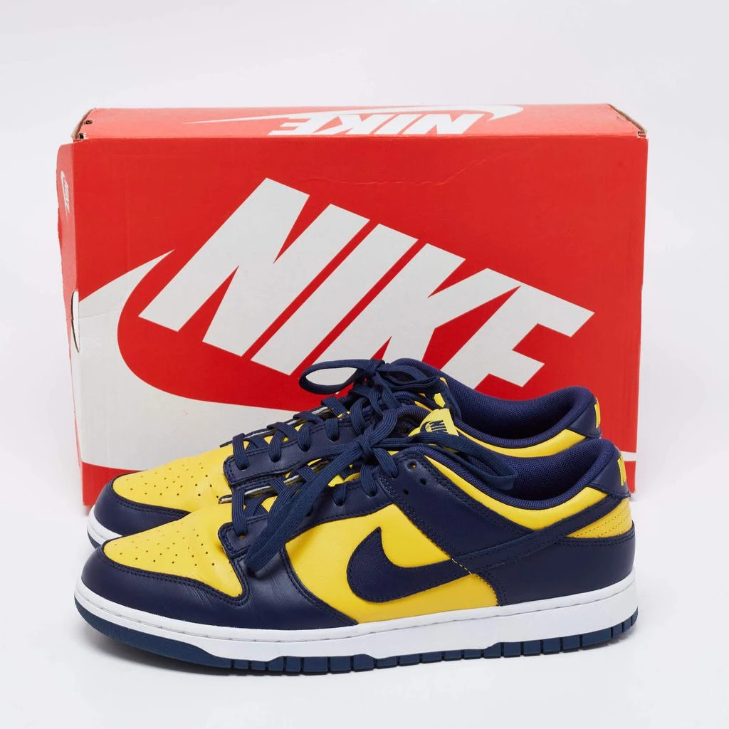 Nike Navy Blue/Yellow Leather Dunk Lace Up Retro Sneakers  Size 47 商品