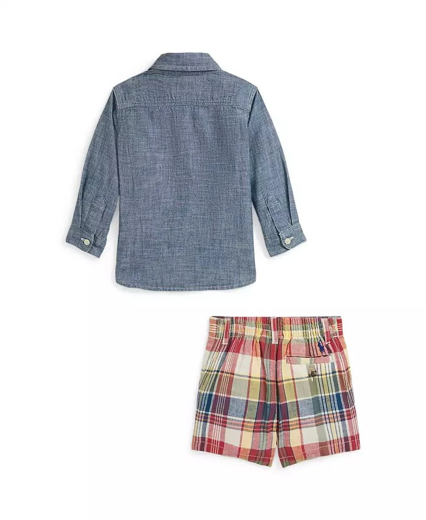 商品Ralph Lauren|Baby Boys Cotton Chambray Shirt and Madras Short Set,价格¥112,第2张图片详细描述