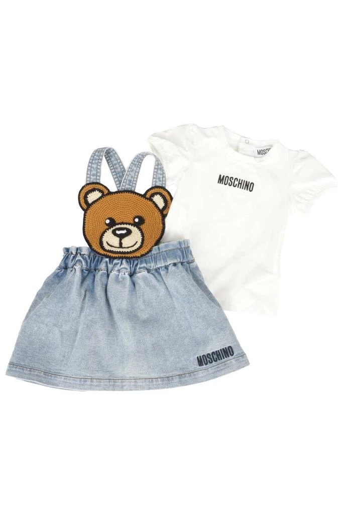 商品Moschino|Moschino Kids Logo-Printed Teddy Bear Denim Dress Set,价格¥1110,第3张图片详细描述