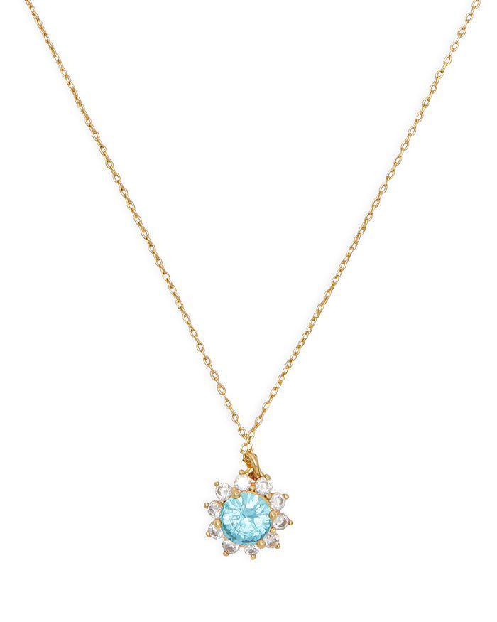 商品Kate Spade|Sunny Cubic Zirconia Halo Pendant Necklace in Gold Tone, 16"-19",价格¥349-¥499,第1张图片