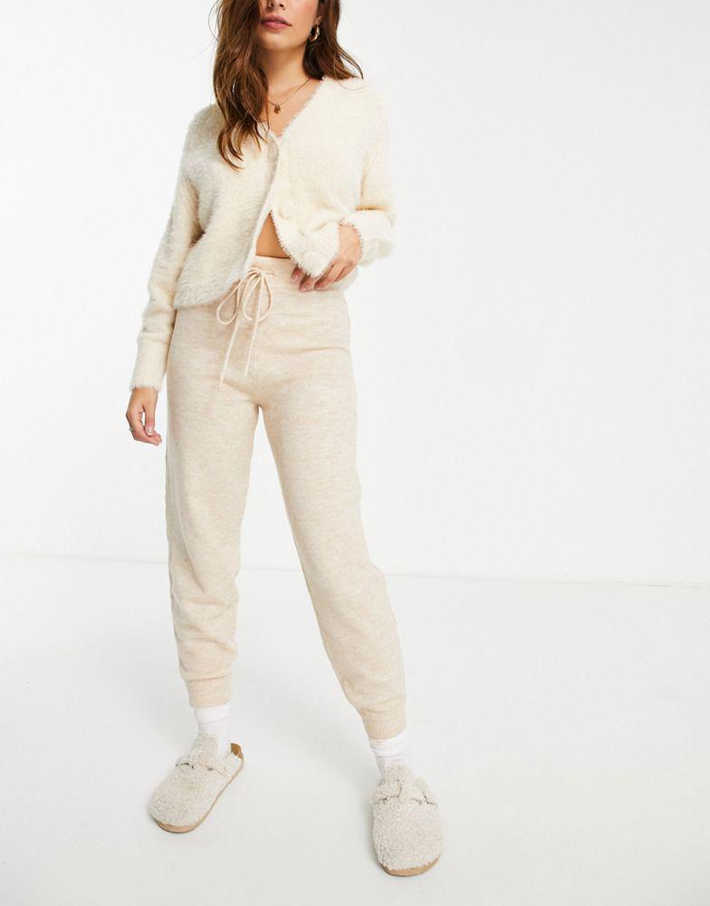 ASOS DESIGN Petite co-ord knitted jogger with tie waist detail in oatmeal商品第4张图片规格展示