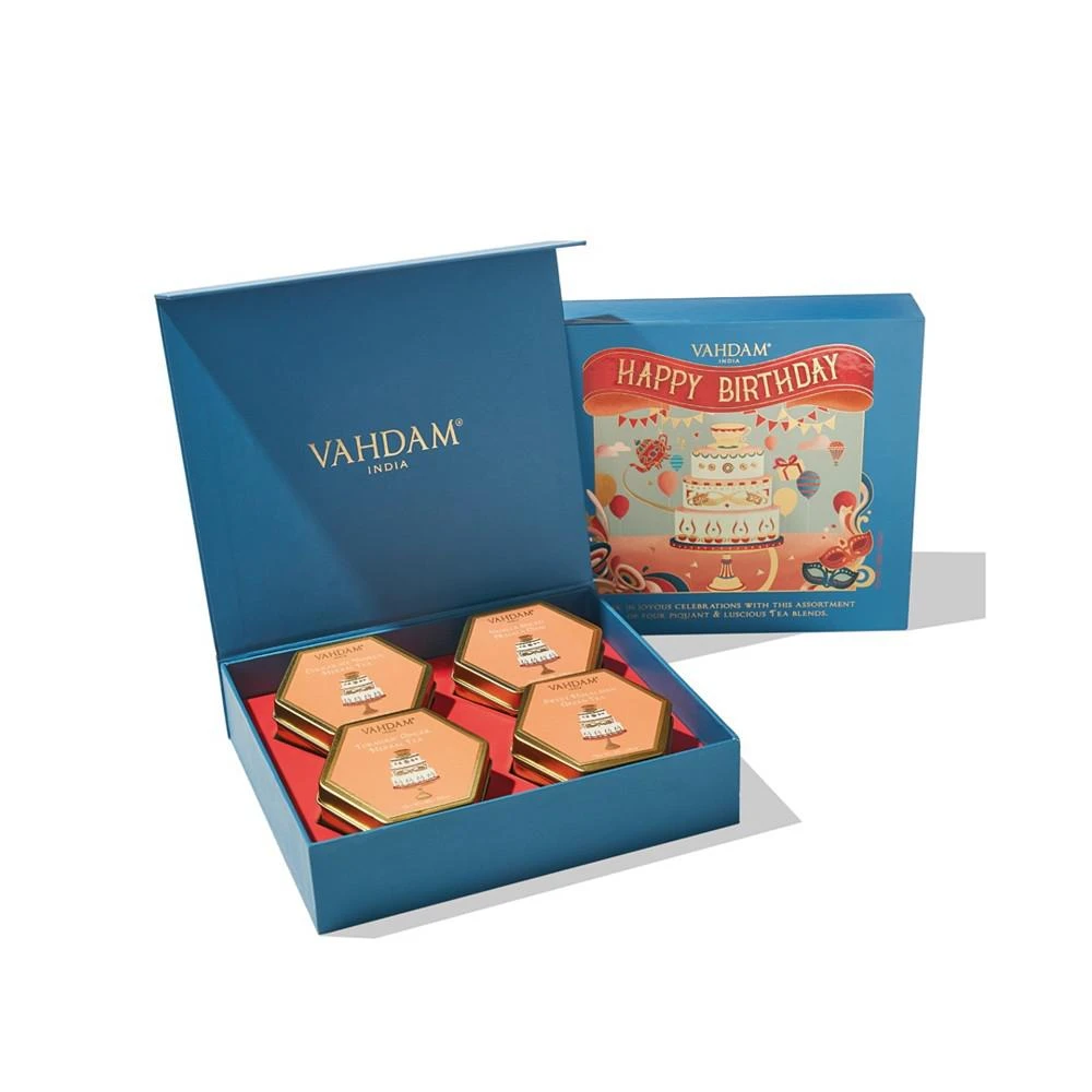 商品Vahdam Teas|Happy Birthday Assorted Loose Leaf Tea Gift Set, 4 Piece,价格¥299,第1张图片