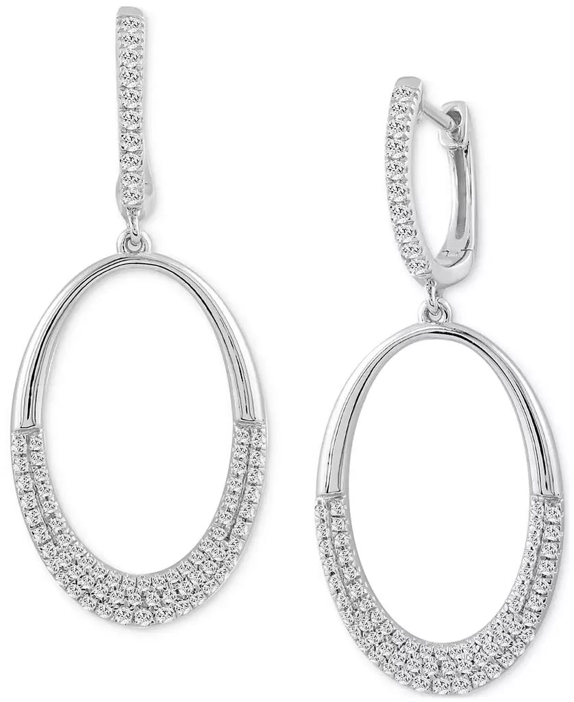 商品Macy's|Diamond Pavé Oval Drop Earrings (1/2 ct. t.w.) in 14k White Gold,价格¥8974,第1张图片