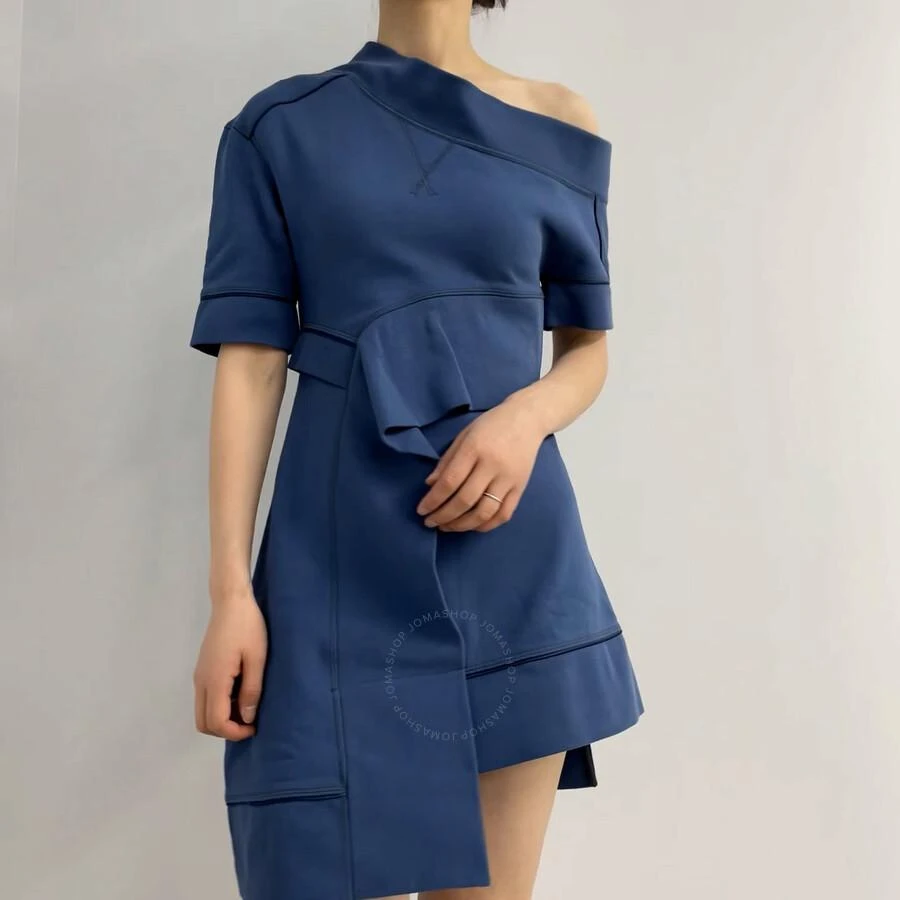 商品Burberry|Pewter Blue One-shoulder Cotton-blend Sweatshirt Dress,价格¥1594,第1张图片