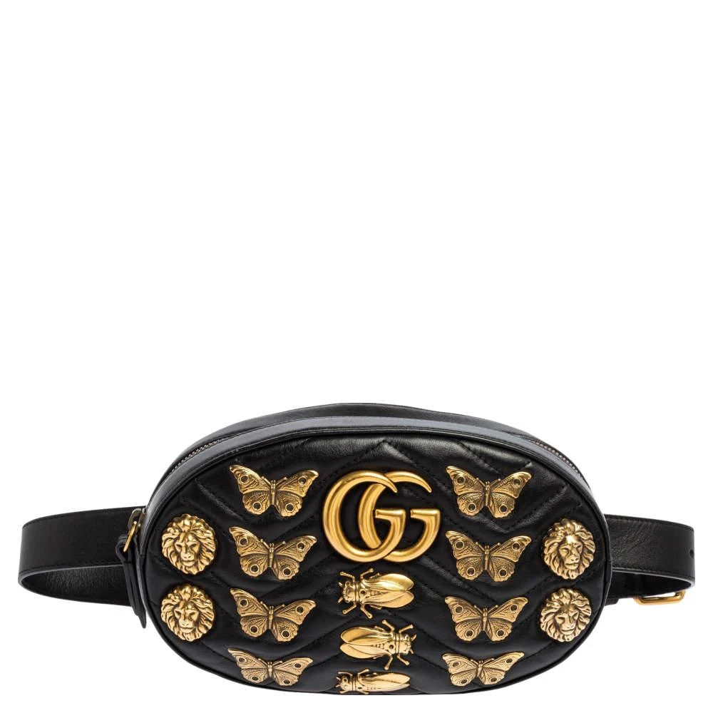 商品[二手商品] Gucci|Gucci Black Leather Animal Stud GG Marmont Belt Bag,价格¥8065,第1张图片