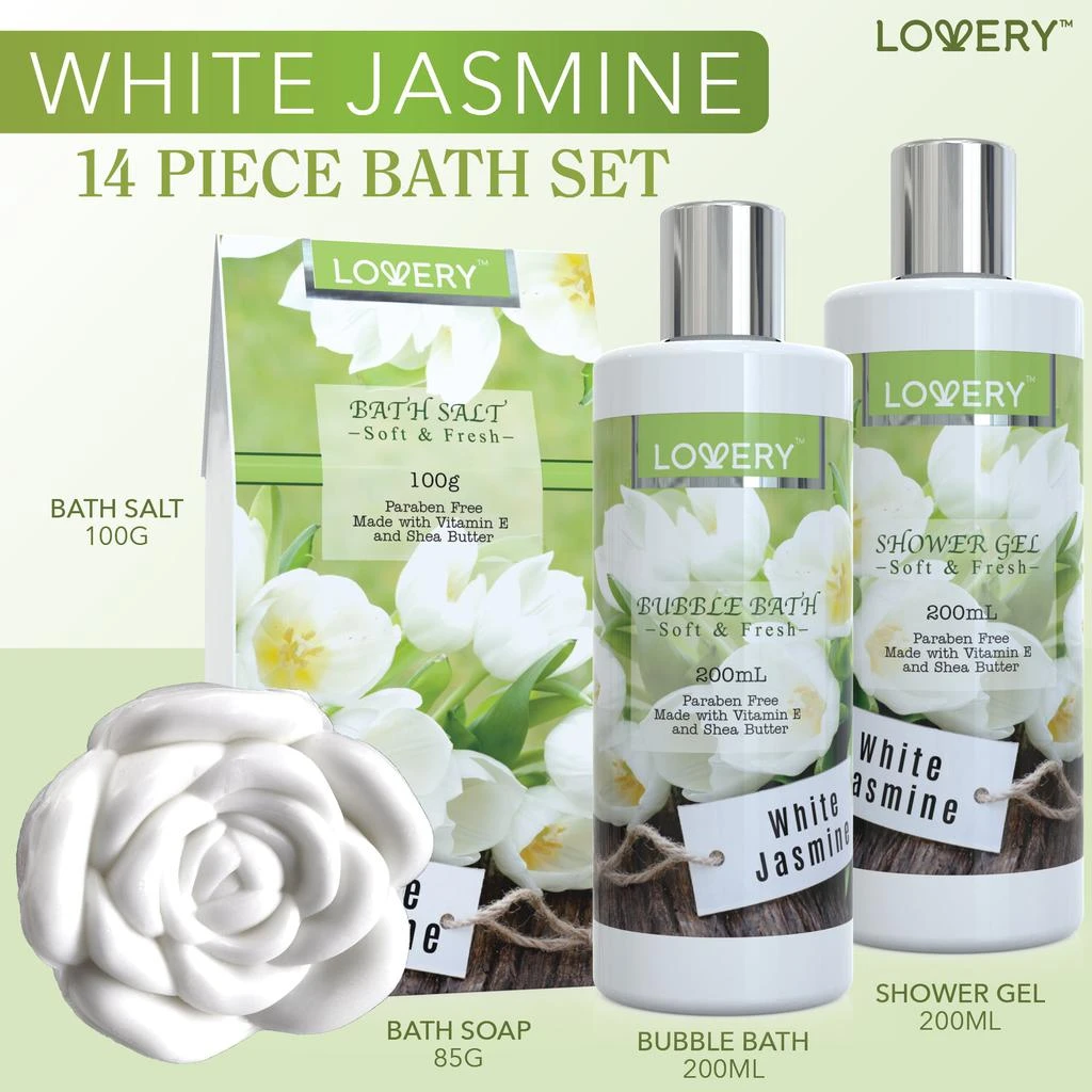 商品Lovery|White Jasmine Home Spa Handmade Bag 14-Piece Set,价格¥266,第2张图片详细描述