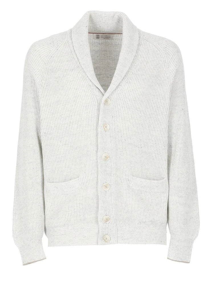 商品Brunello Cucinelli|Brunello Cucinelli All-Over Ribbed Pattern V-Neck Cardigan,价格¥4563,第1张图片