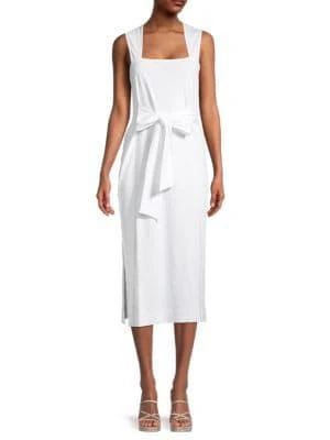 商品Vince|Belted Pima Cotton Midi Dress,价格¥394,第1张图片