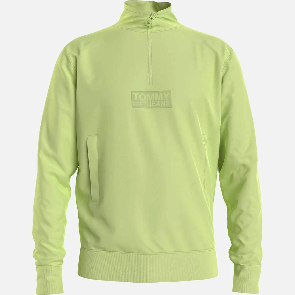 商品Tommy Hilfiger|Tommy Jeans Men's Tonal Corporation Logo Zip Mock Neck Sweatshirt - Faded Lime,价格¥239,第1张图片