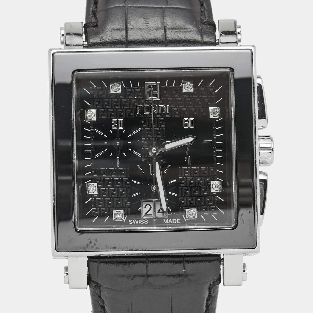 商品[二手商品] Fendi|Fendi Black Stainless Steel Ceramic Leather Quadro 6500G Men's Wristwatch 39 mm,价格¥2862,第3张图片详细描述
