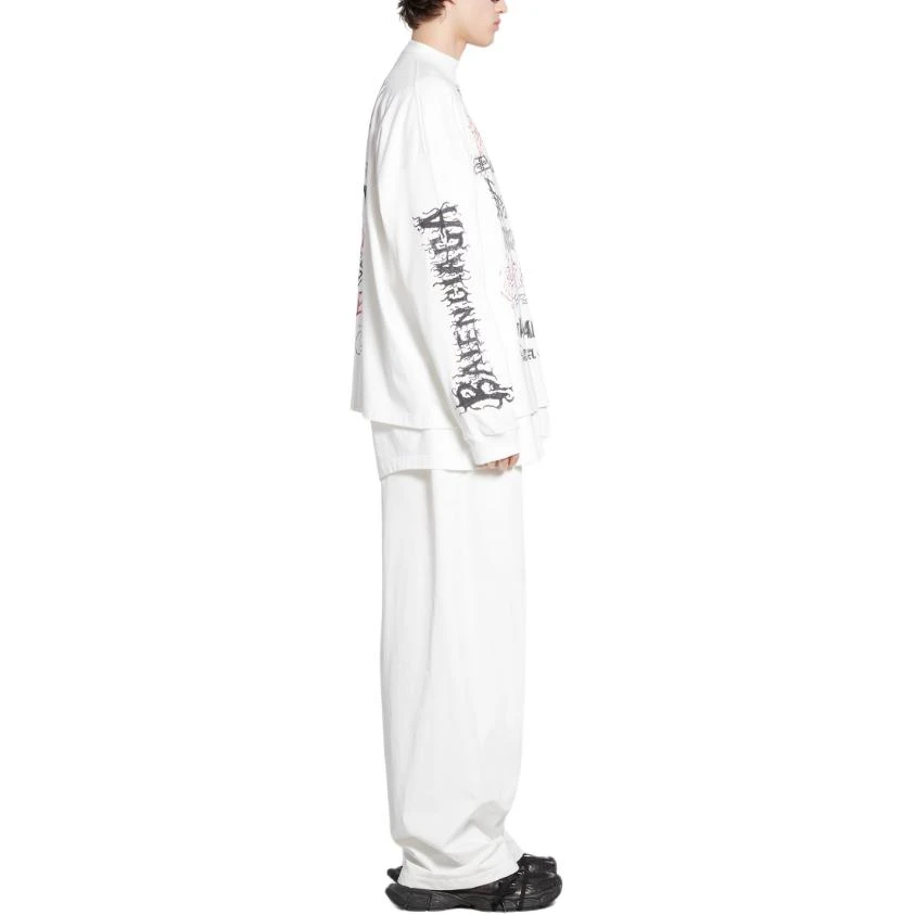 商品[国内直发] Balenciaga|巴黎世家 SS24 x New Year系列 字母印花圆领套头长袖T恤 宽松版型 男女同款 白色,价格¥7760,第6张图片详细描述