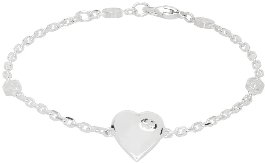 商品Gucci|Silver Heart Interlocking G Bracelet,价格¥2652,第1张图片