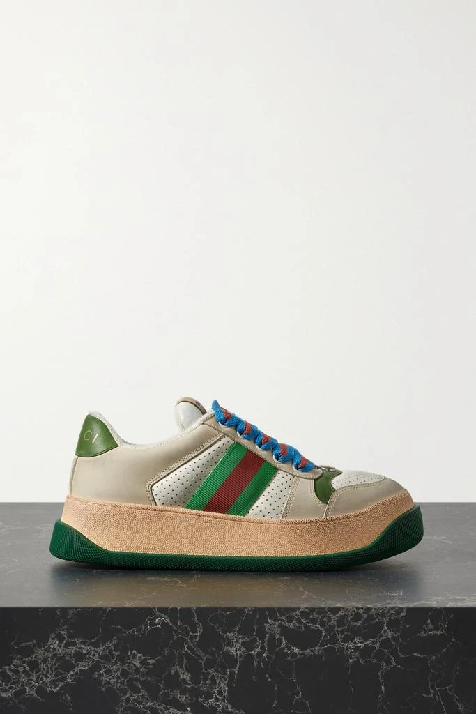 商品Gucci|Double Screener 仿旧皮革运动鞋  - IT36.5,价格¥9343,第1张图片
