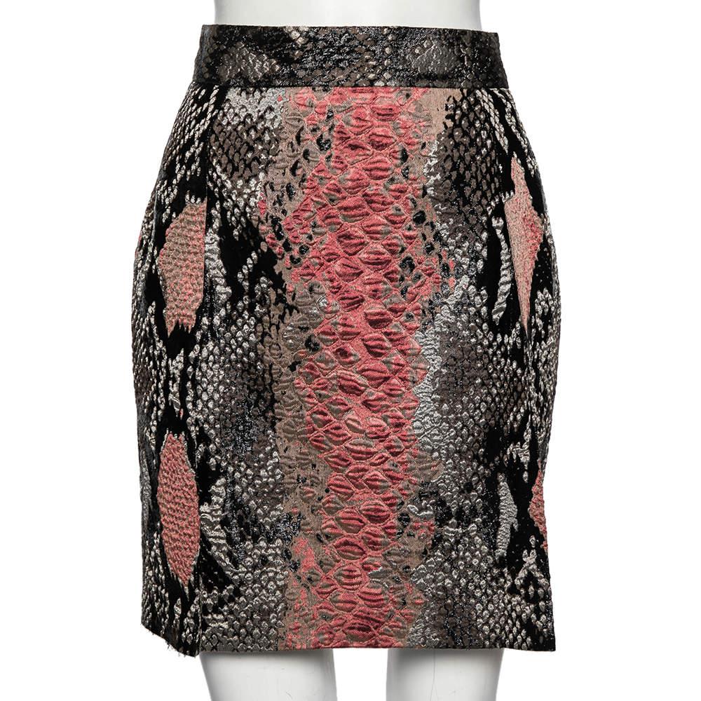 Gucci Multicolor Metallic Knit Textured Snakeskin Printed Mini Skirt M商品第1张图片规格展示